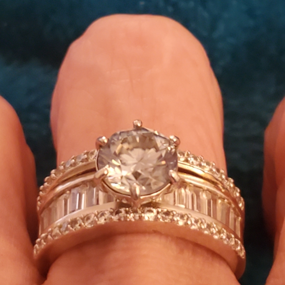 925 sterling silver solitaire grey moissanite ring